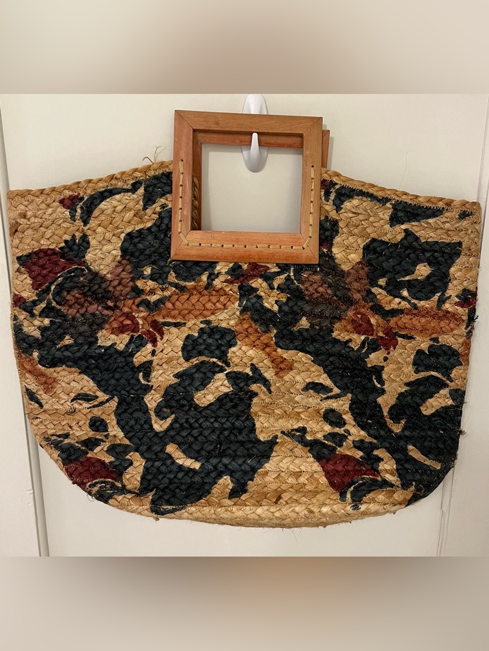 Antik Kraft Pallavi Jute Tote with Wooden Handles